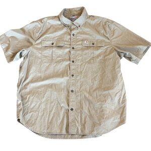Carhartt‎ Relaxed Fit Khaki Short Sleeved Button Down Shirt Size 2XL